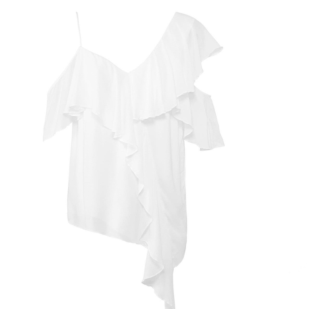 Bailey 44 White Ruffle Chalk Ginger Top